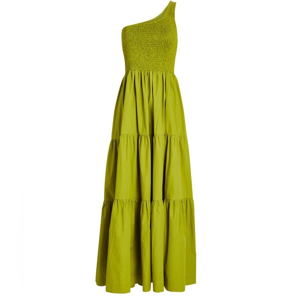 Like New S/W/F Lime Yellow Green Asymmetric Maxi Dress Smocked - Picture 1 of 8